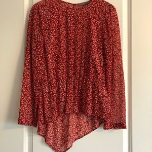 Octavia sheer asymmetrical hem blouse